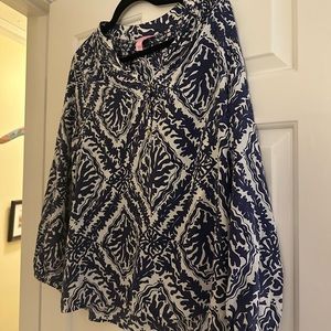 EUC Lilly Pulitzer Elsa navy/white blouse top